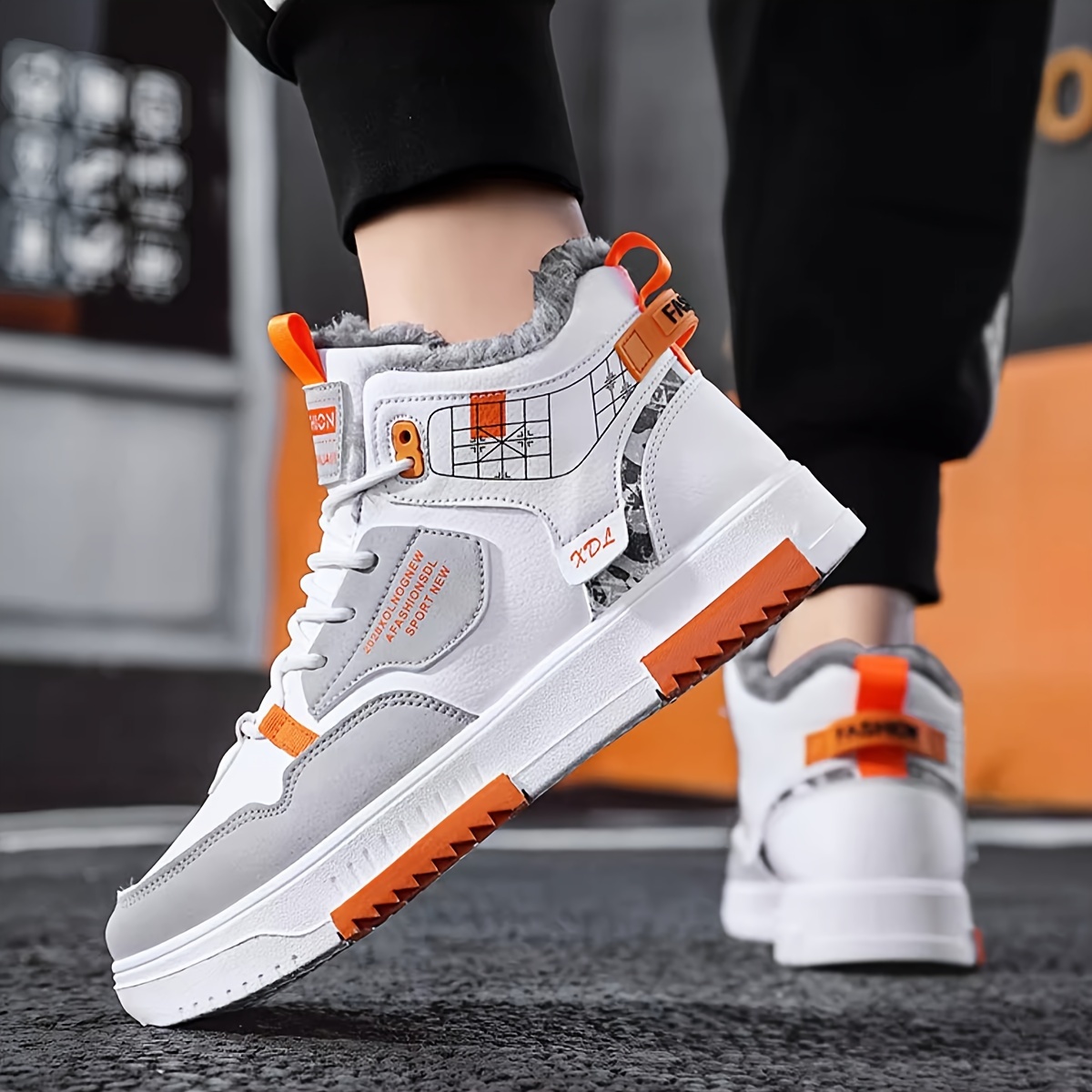 mens winter warm high top skate shoes casual vintage style non