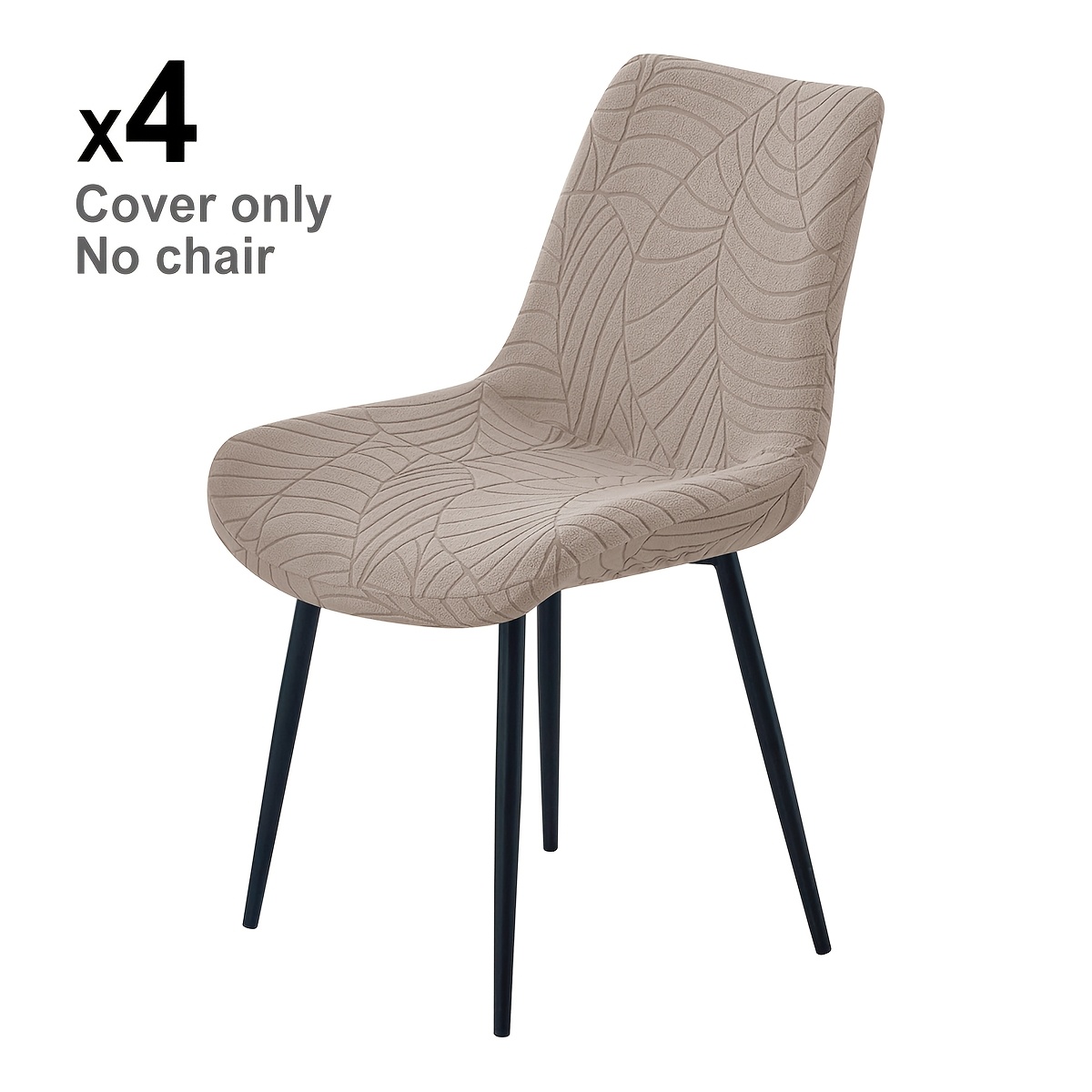 TEMU 4/6pcs Of Leaf-patterned Plush Chair Covers With A Curved Design, Stretchy And Fitting For Protecting Curved Dining Chairs