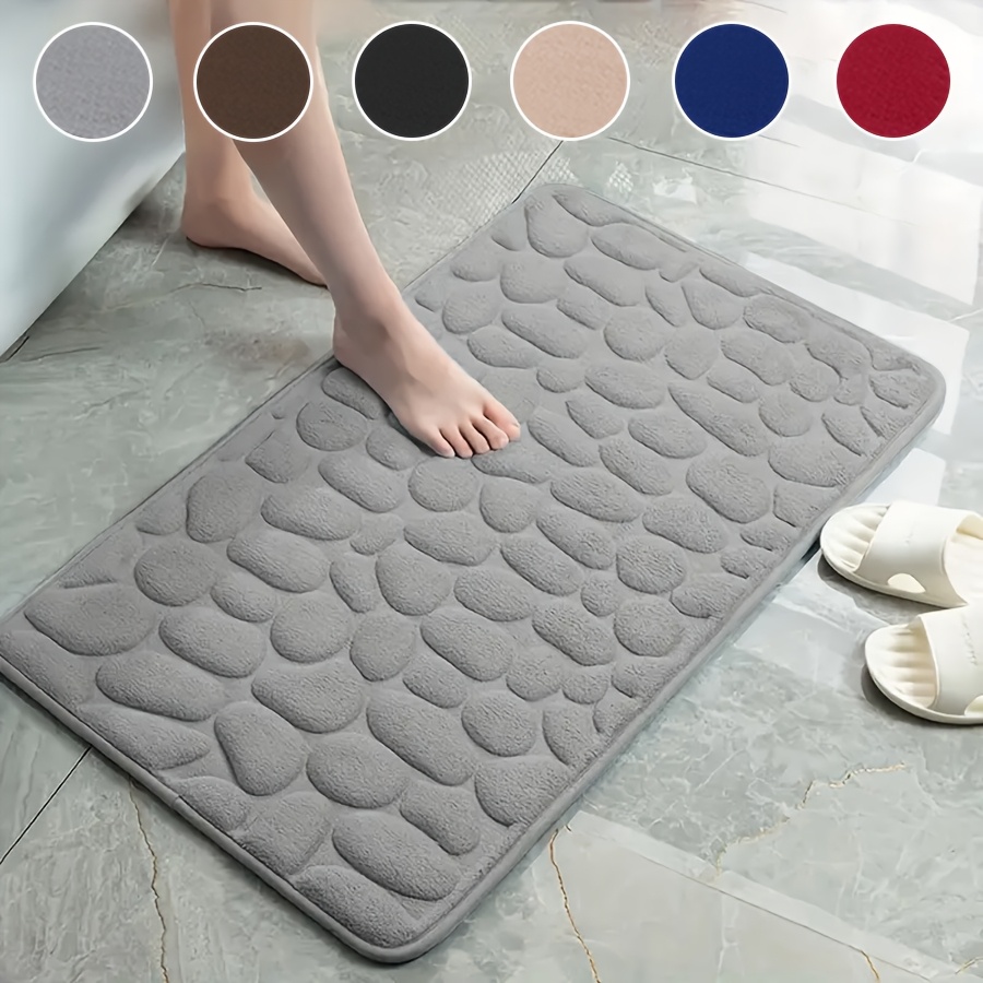 

Ultra-absorbent Bath Mat - Quick Dry, Non-slip, Fade-resistant Pebble Design Rug For Bathroom, Bedroom, Living Room - Soft & Comfortable Coral Fleece, Machine Washable