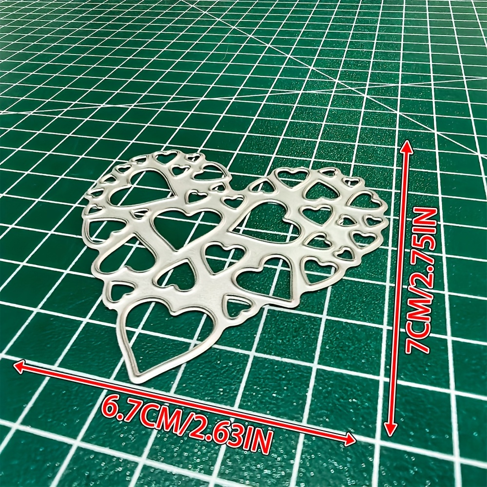 TEMU 1pc Valentine's Day Heart Metal Cutting Dies, Scrapbooking Embossing Stencil, Handmade Greeting Card Making Metal Die Cuts, Gift Card Making