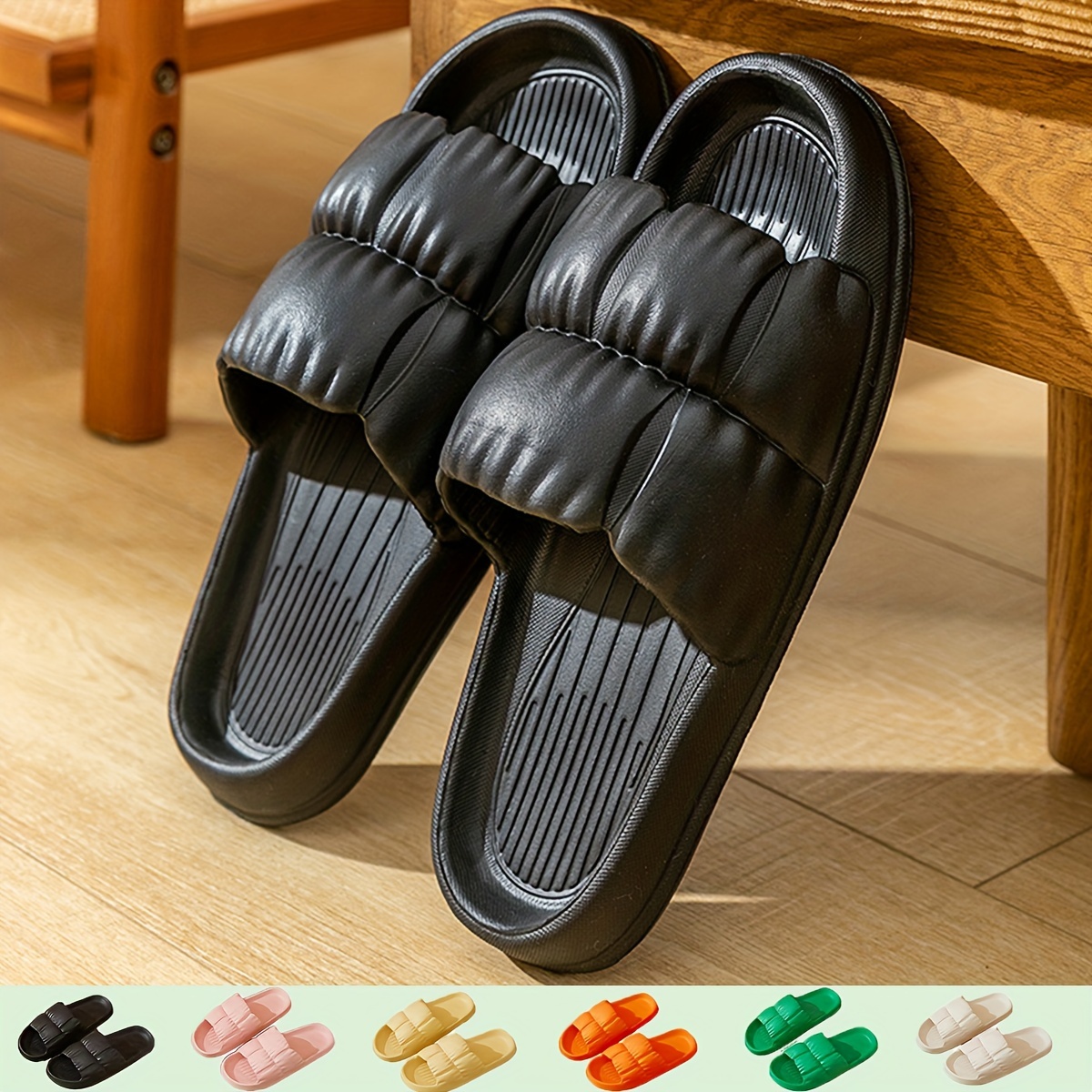 

Men's Solid Color Eva Open Toe Anti Odor Slippers, Comfy Non Slip Casual Durable Soft Sole Slides, Men's Indoor Footwear
