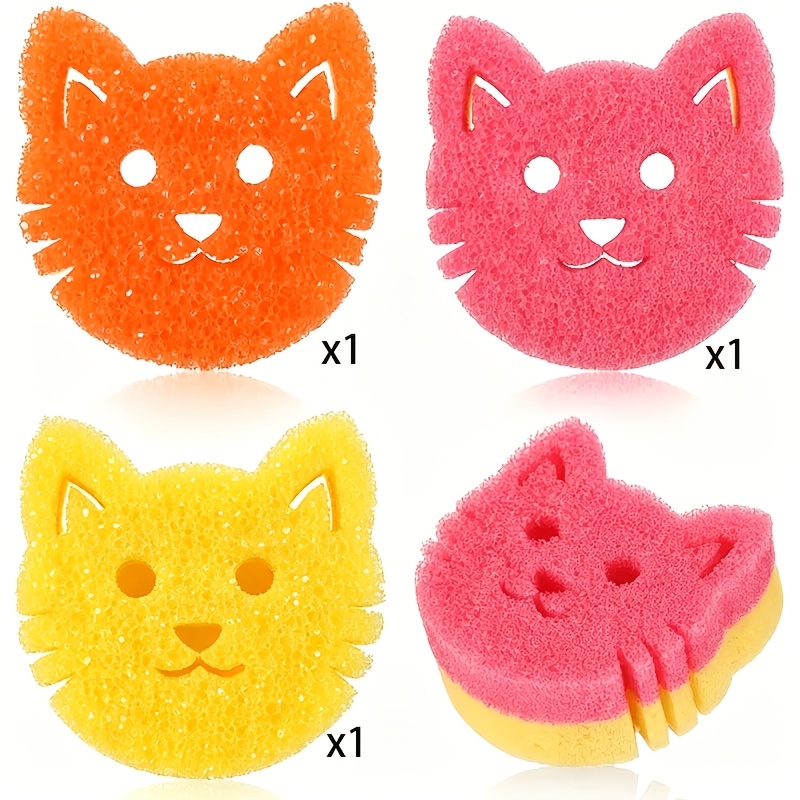 TEMU 3pcs Scouring Sponge Set – Soft & Surface-safe – Dual-sided Temperature-responsive Cleaning Sponge – Easy To Clean; Versatile Sponge For Kitchen