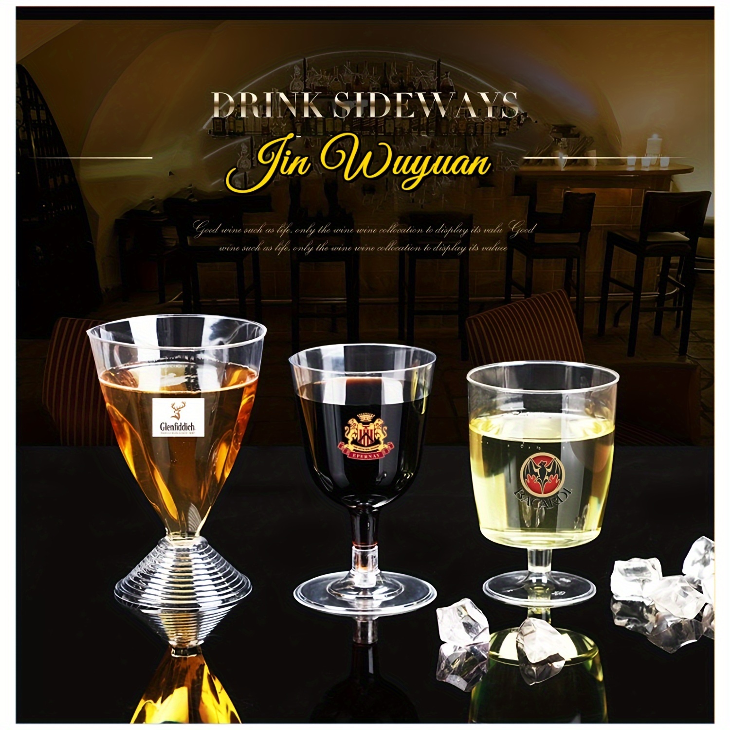 Jinwuyuan Clear Plastic Wine Glasses Reusable Stemless Cups Temu