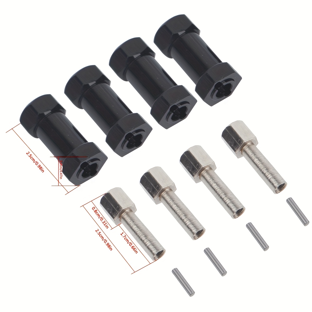 Adaptateur Moyeu Hexagonal 12mm Pour Voitures RC 1/10 HSP - En Alliage D'aluminium (rouge, 6mm) - 7