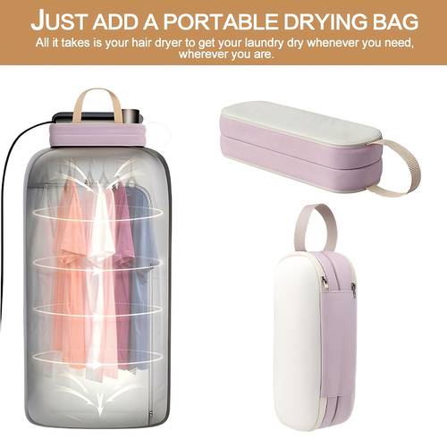 imagen del artículo bolsa de para ropa y ropa interior de viaje 2026, portátil para secar ropa para hotel, camping, autocaravana, bolsa colgante práctica para secar del baño de mascotas