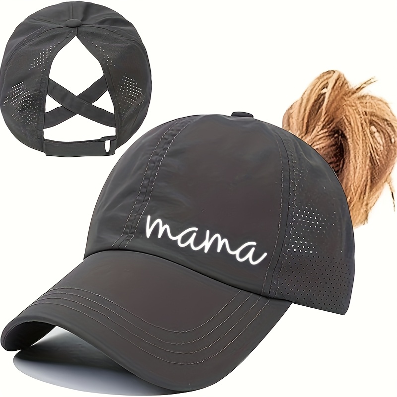 TEMU Summer Quick-dry High Ponytail Print Mama Mother's Day Hat Suitable For Outdoor Sports
