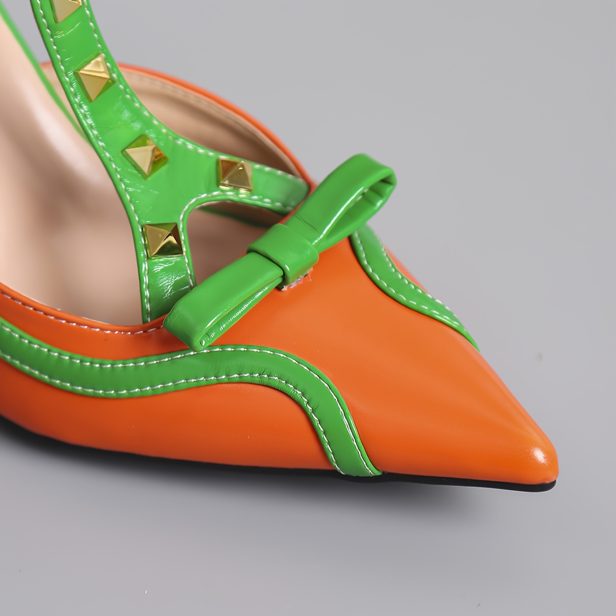 New 2025 Women'S High Heels, Light Luxury, High-End, Fashionable with Studs, Pointed Toe, Comfortable and Breathable, Vibrant Colors, Versatile, Elegant, Stylish French Design, Non-Slip Sole, Durable, Beautiful, Chic, Comfortable Heels, All-Season Wear, Synthetic Cover, Bow Detail, TPR Sole, Synthetic Cover Insole, Synthetic Cover Upper, Synthetic Cover Inner, No Printing, Women'S Fashion Shoes, Party Shoes, Evening Wear, Chic Design, Durable Construction, Comfortable Insole