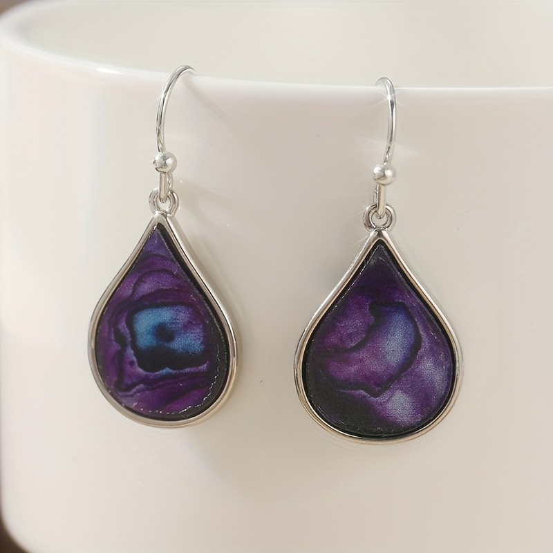 TEMU Orecchini Pendenti a in Rame Viola a - Gioielli Vintage Eleganti, Orecchini a Lacrima Placcati K, Ideali per Feste e Tutto l', Regalo di Natale,