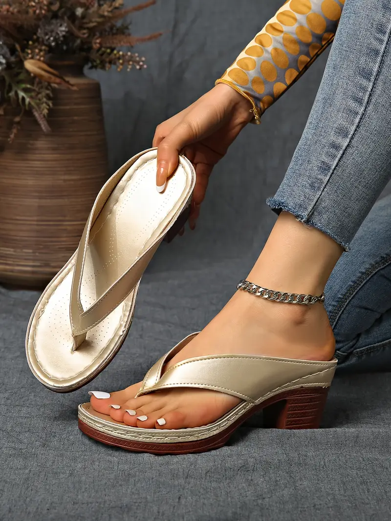 womens split toe wedge sandals slip on block heel synthetic cover upper rubber sole elegant open toe design for casual formal occasions sandals for wide feet durable insole versatile footwear stylish footwear able footwear office wear details 2