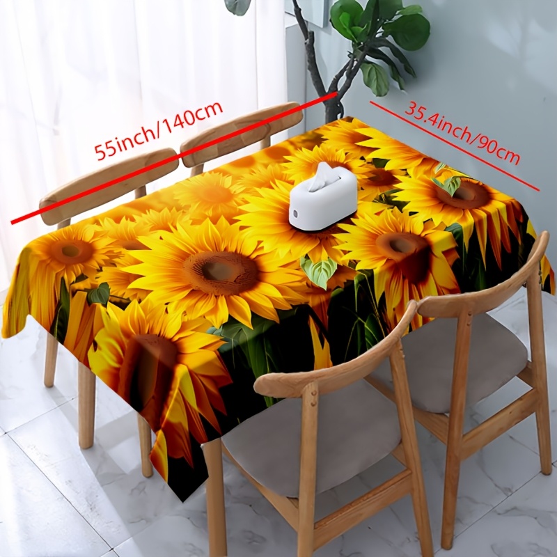 TEMU 1pc Tablecloth, Sunny Sunflower Tablecloth - A Touch Of Natural And Vitality To Your Dining Table, Square, Suitable For Home, Kitchen,