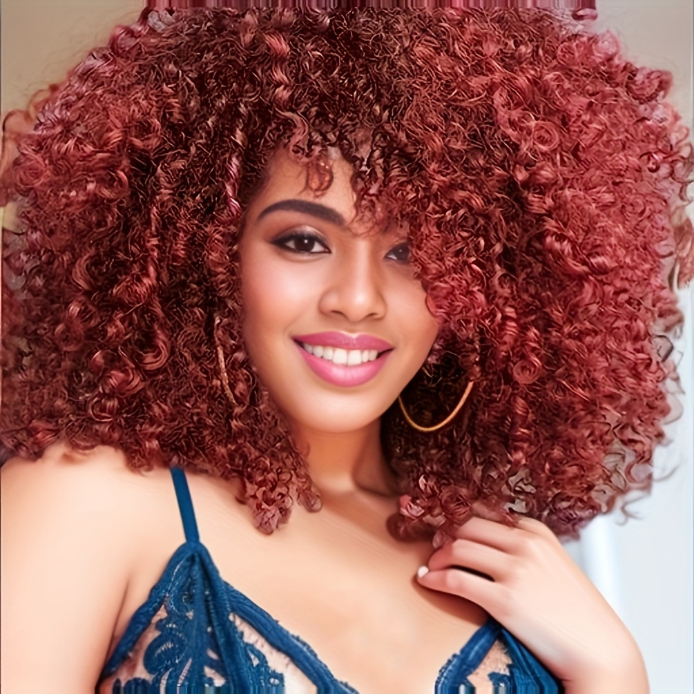 E-shop 14 Zoll blonde lockige Perücken 70er Jahre Kinky Braunblond Weinrot Schwarz Afro-Perücken für synthetische Afro-Locken-Blond-Perücken für Frauen