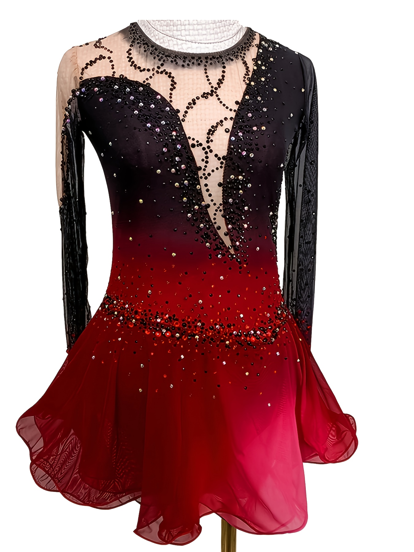 black green figure skating performance dress - Temu Hungary