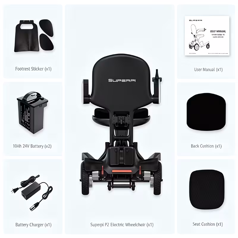 fiber smart electric wheelchair & scooter, 4-wheel travel scooter with 20ah lithium battery, , setup, lightweight foldable for in car trunk Product details 8