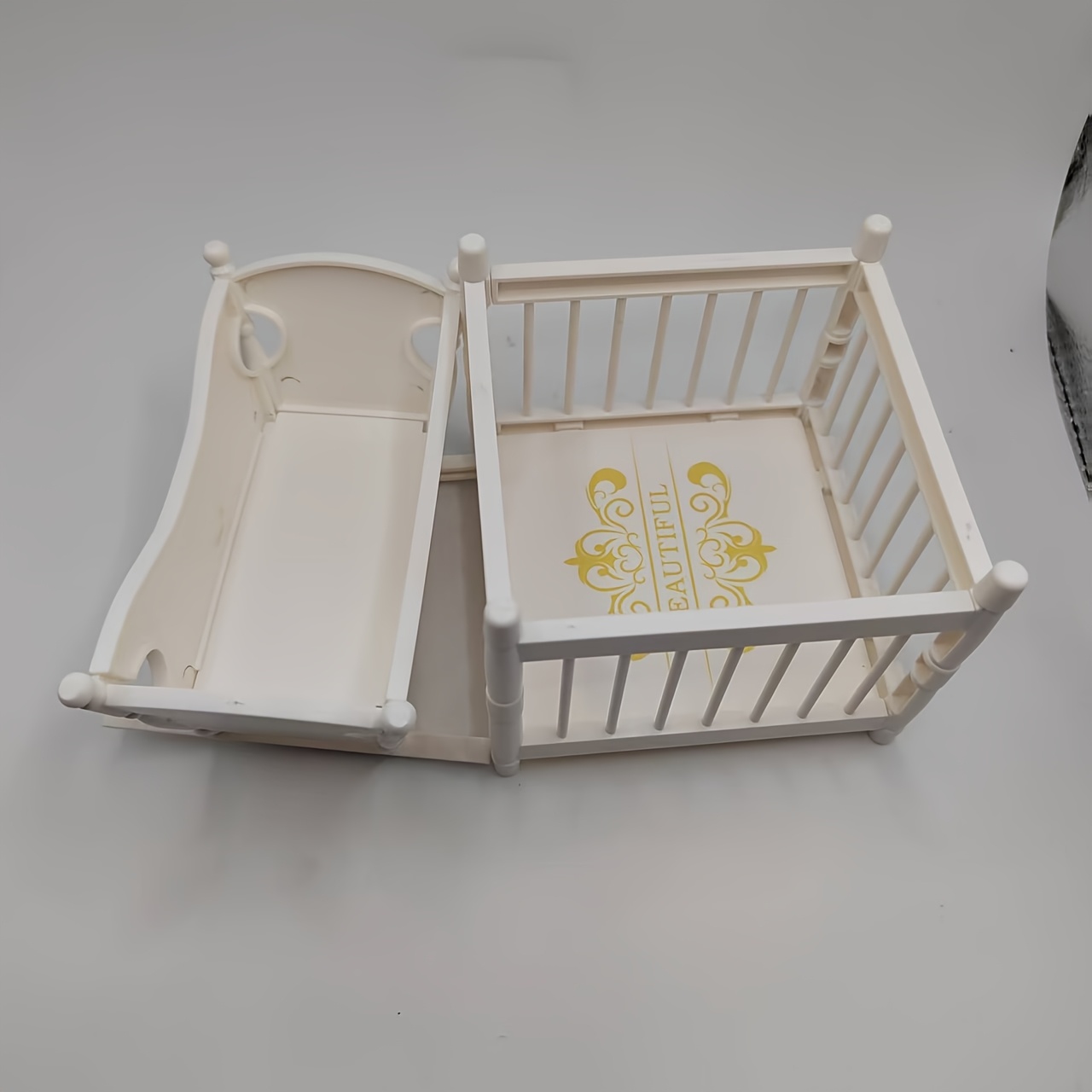 Image of 2pcs Mini Cradle Bed Bumper Bed Suitable For Holiday Decoration Home Mini Dollhouse Decoration Play House No Electricity Required