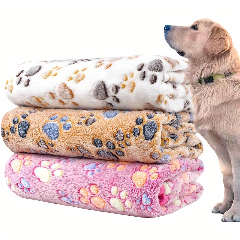 

3pcs Soft Warm Fleece Pet Blankets For Dogs And Cats, Animal Print Flannel Throw For Small, Medium, And Large Breeds - Machine Washable