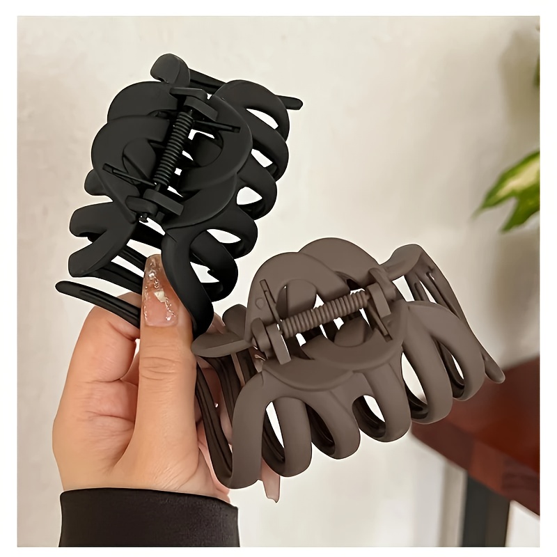 TEMU 2pcs Large Capacity Pumpkin-shaped Hair Claw Clip, Durable Matte End, Easy Large Hair End Grip, Suitable For Thick/thin Hair, Strong Non-slip