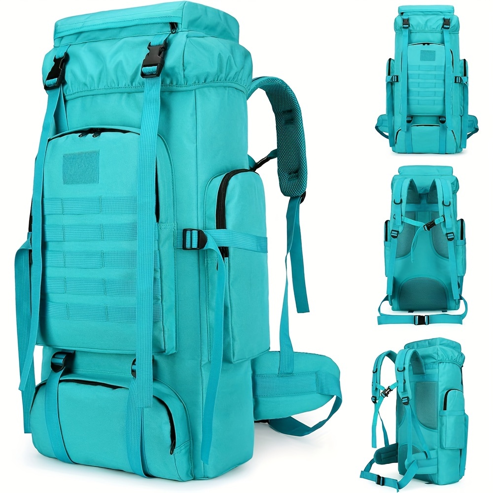 

70l Hiking Backpack Camping Adjustable Waterproof Mountaineering Sports Bag Lake Blue