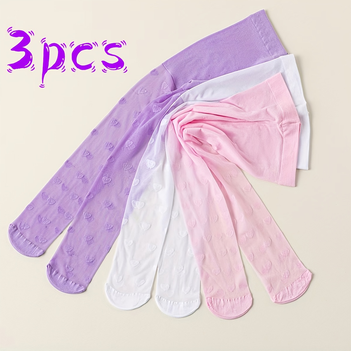 Image of 3-pair Pc Girls' Dance Socks, Spring Summer Fall Thin Colorful Tights, Ballet Leggings, Princess Dance Socks, Wearable Autumn Summer, Suitable For Girls' Back-to-