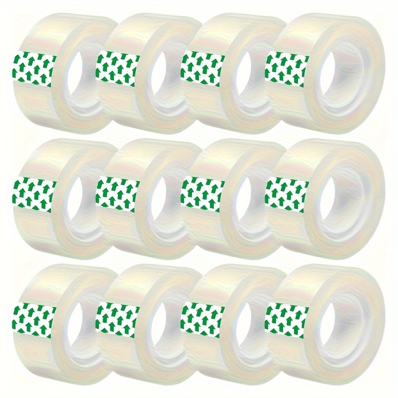 

12pcs Pe Clear Tape Refills, 3/4 Inches, Waterproof Transparent Sealing Tape For Office, School, Home, Gift Wrapping, Packaging, Wall, Crafts, Sewing - Plastic Surface Compatible