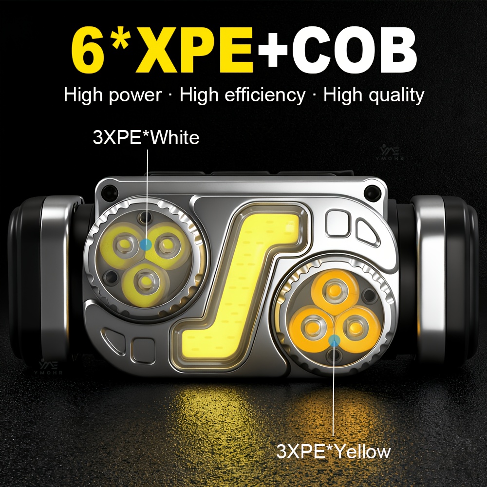 2pcs Super Rechargeable LED Headlights with 6 Lighting Modes