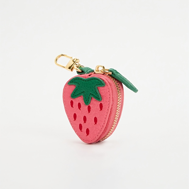 mini strawberry charm coin purse keychain adorable wallet with   clasp   hand washable perfect christmas gift for women cute wallet