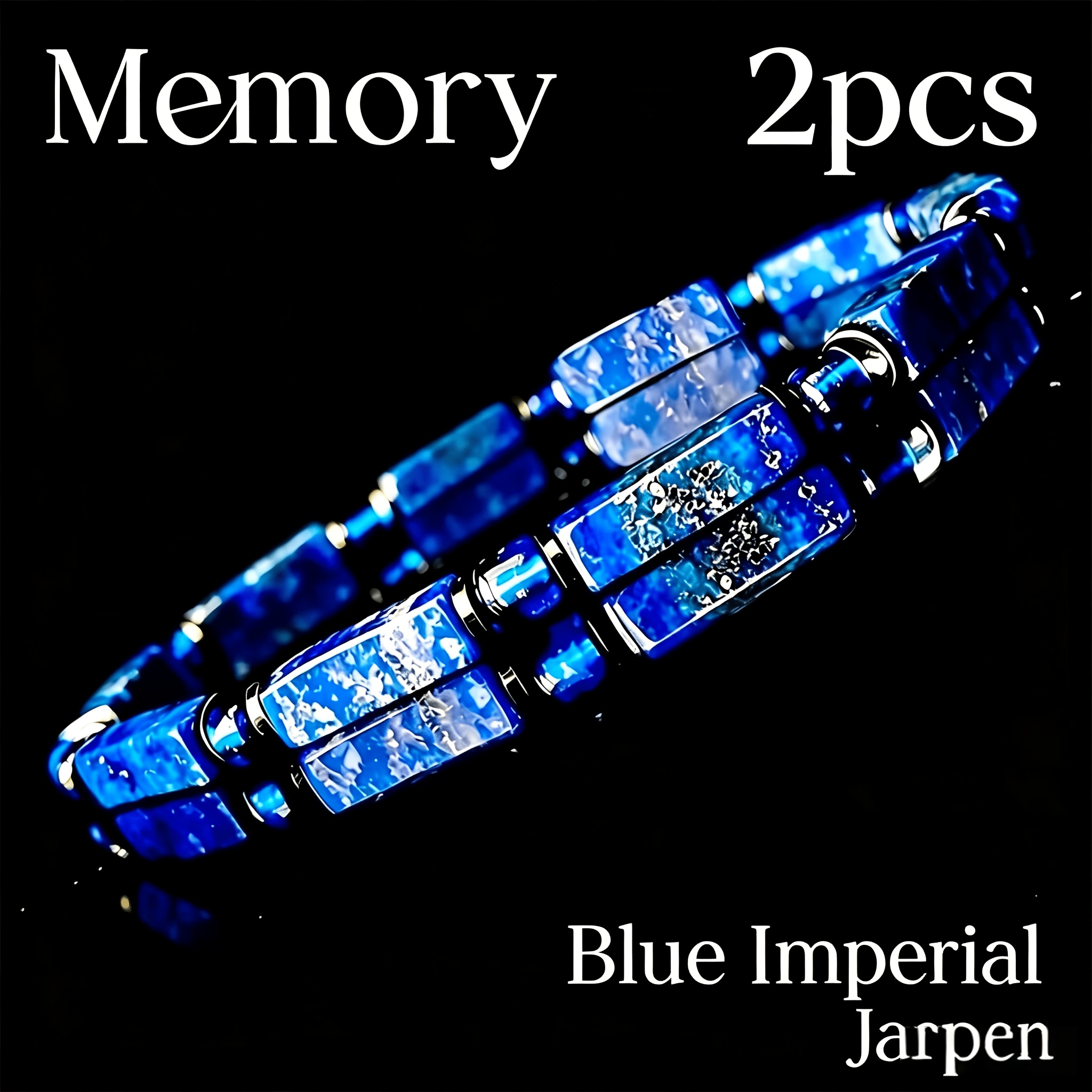 TEMU 2pcs Vintage Natural Elastic Bracelet, Men's/women's Rectangular Memory Geometric Beaded Bracelet, Perfect Gift And For Daily Wear