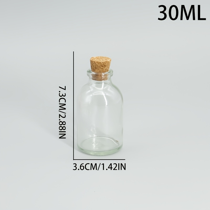 TEMU 2 piezas de 30 ml de Vacía de Vidrio Transparente con Corcho Aroma Relajante Varilla - Sin , Ideal para de , Dispensador de | Botella de Vidrio