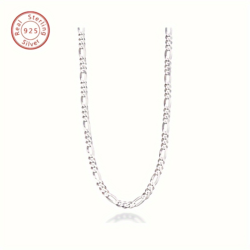 

925 Sterling Silver (9g Included) Italian 5mm Diamond Cut Figaro Chain Necklace For Women Men, , Comes With Beautiful Gift Box