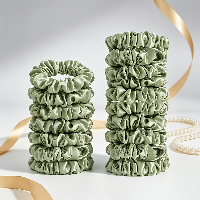 14pcs Satin Scrunchies Set in Light Green