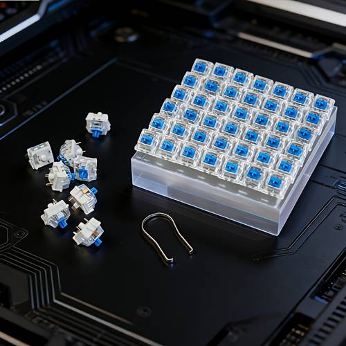 50pcs 100pcs practical blue switches mechanical keyboard hot swappable cross stem sound ideal for office and gaming keycap puller included