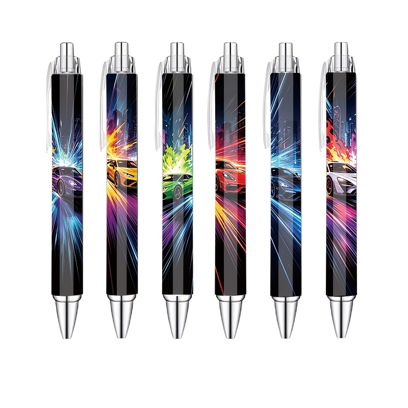 TEMU 6pcs Racing-themed Ballpoint Pens, Cool Car Comic-style Pens, Suitable For Car Enthusiasts, Business Event Souvenirs, And Automotive