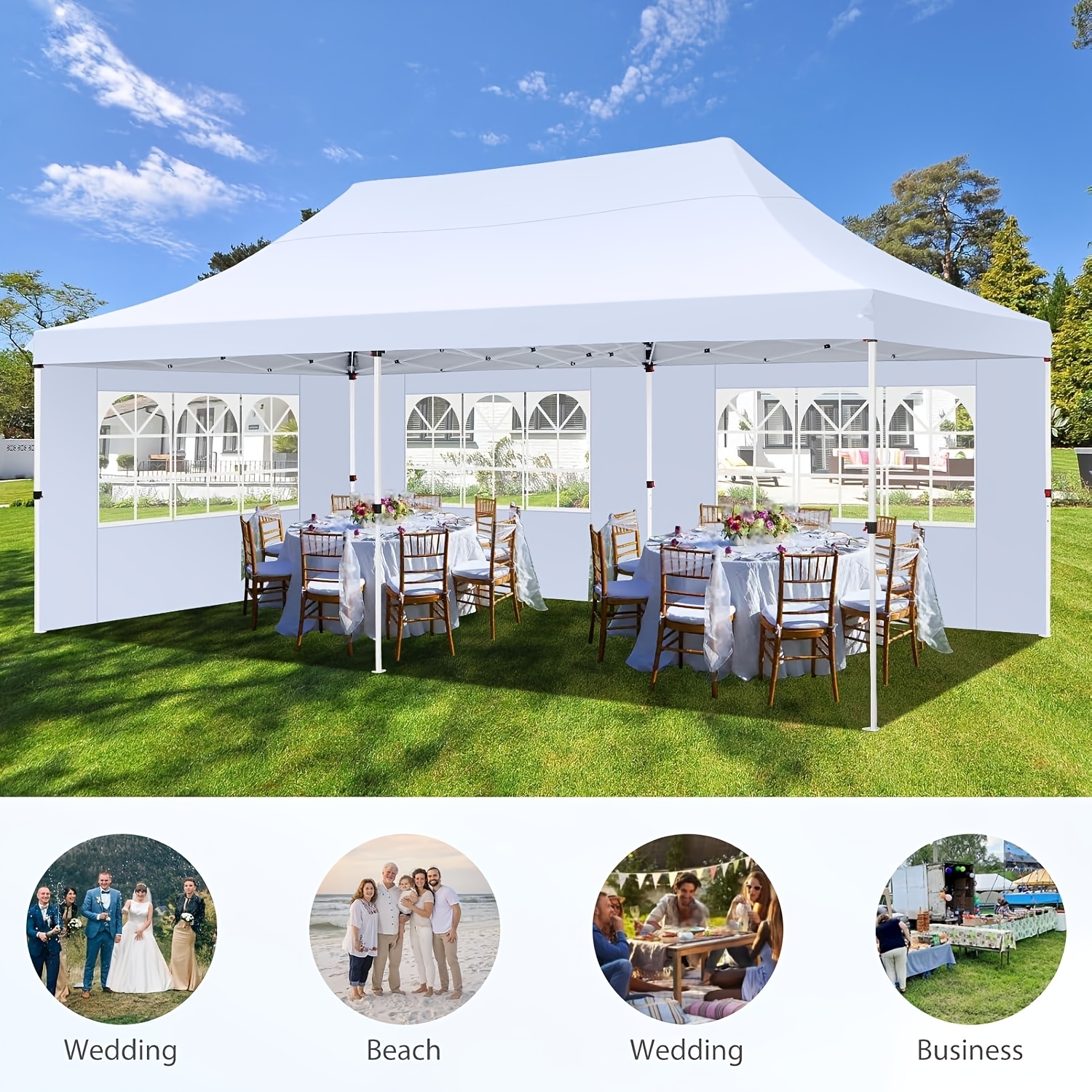 

Hoteel 10x20ft Pop-up Tent With 6 Removable , Outdoor Tent For Party Wedding, Garden For Beach Wedding Camping Instant Awning, Upgraded Roof, Waterproof And Windproof With Carrying Bag