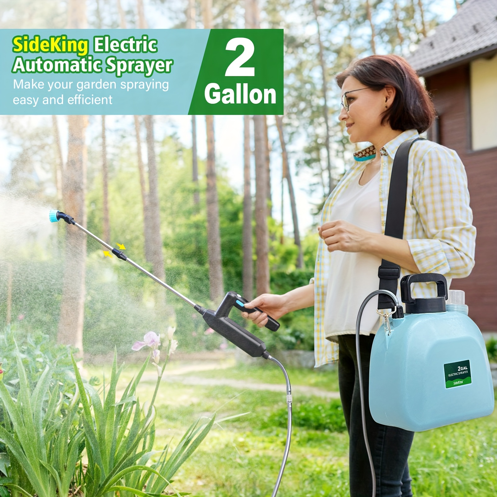 

2gallon Electric Pump Pressure Sprayer, Pressurized Lawn & Garden Water Spray Bottle With Adjustable Shoulder Strap, For Plants Spraying, Garden Watering And Household