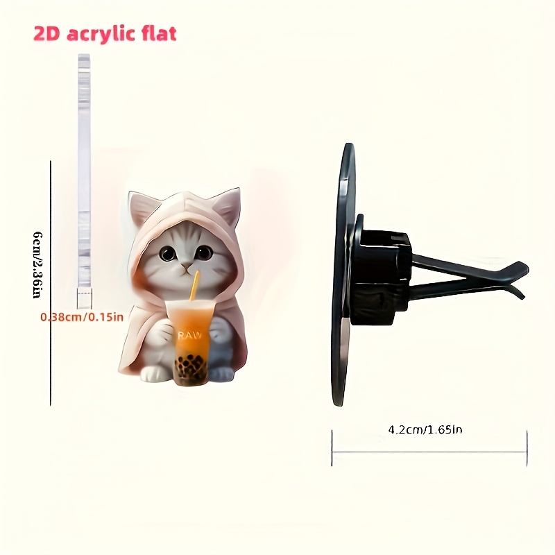 2D Acrylic Flat 2pcs Cute Cat Acrylic Car Air Freshener - Durable Fragrance Vent Clip Aromatherapy Diffuser And Decoration, Bring a Fresh And Fragrant Driving Experience