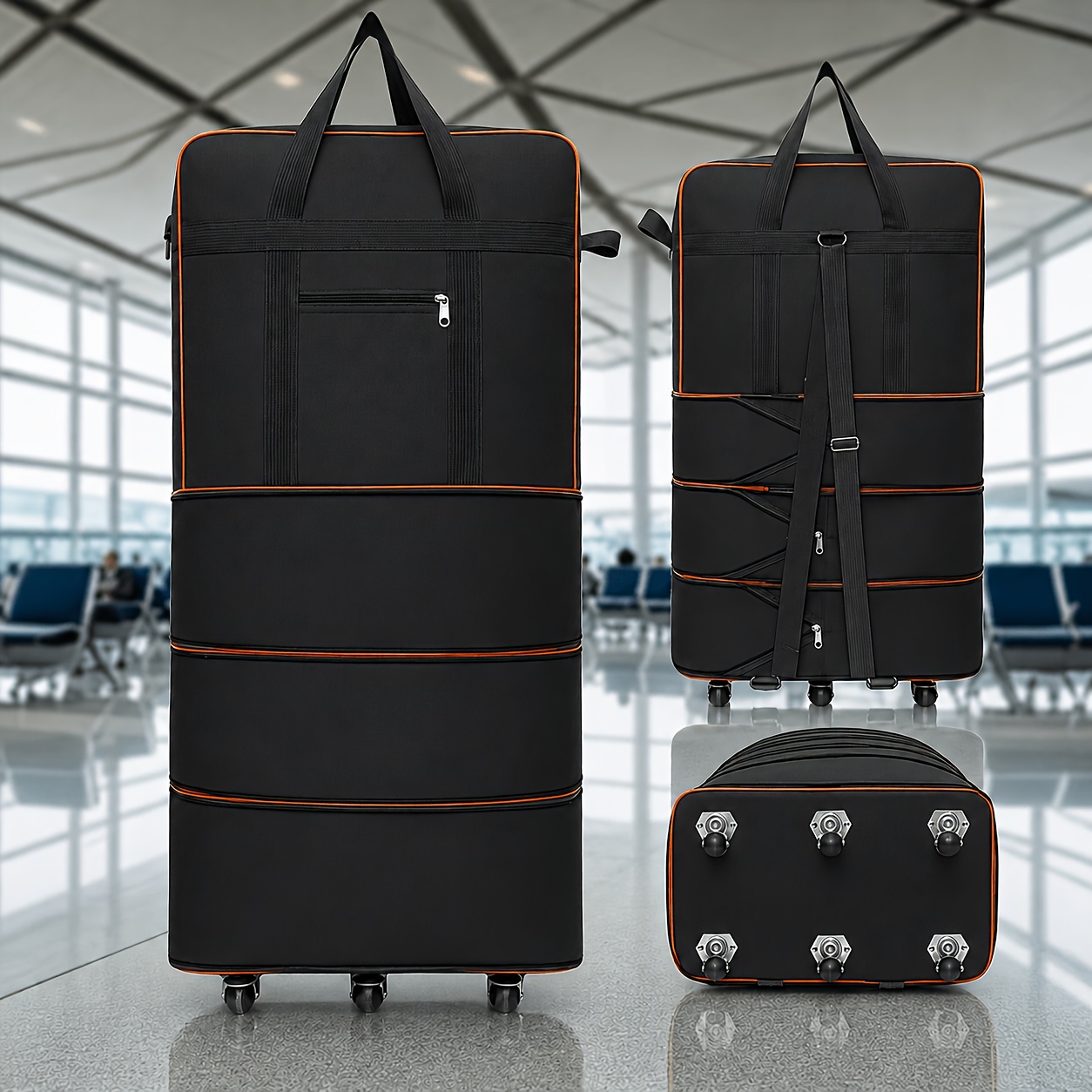 TEMU Large-capacity Expandable Wheeled Travel Duffel Bag, Foldable Luggage Bag. An For Business Trips, Studying , And Vacations, And Can Be Used For