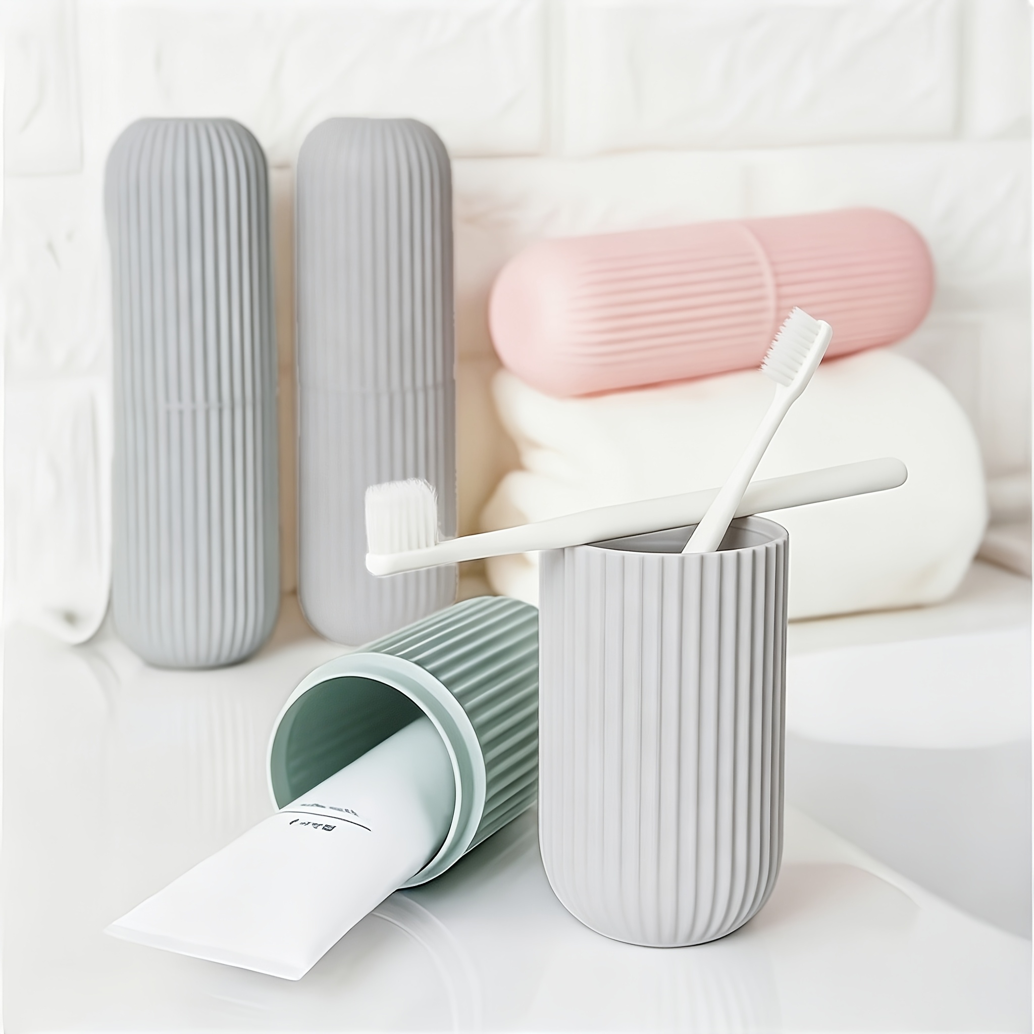 Travel Toothbrush Cup and Holder, Portable Toiletry Caddy