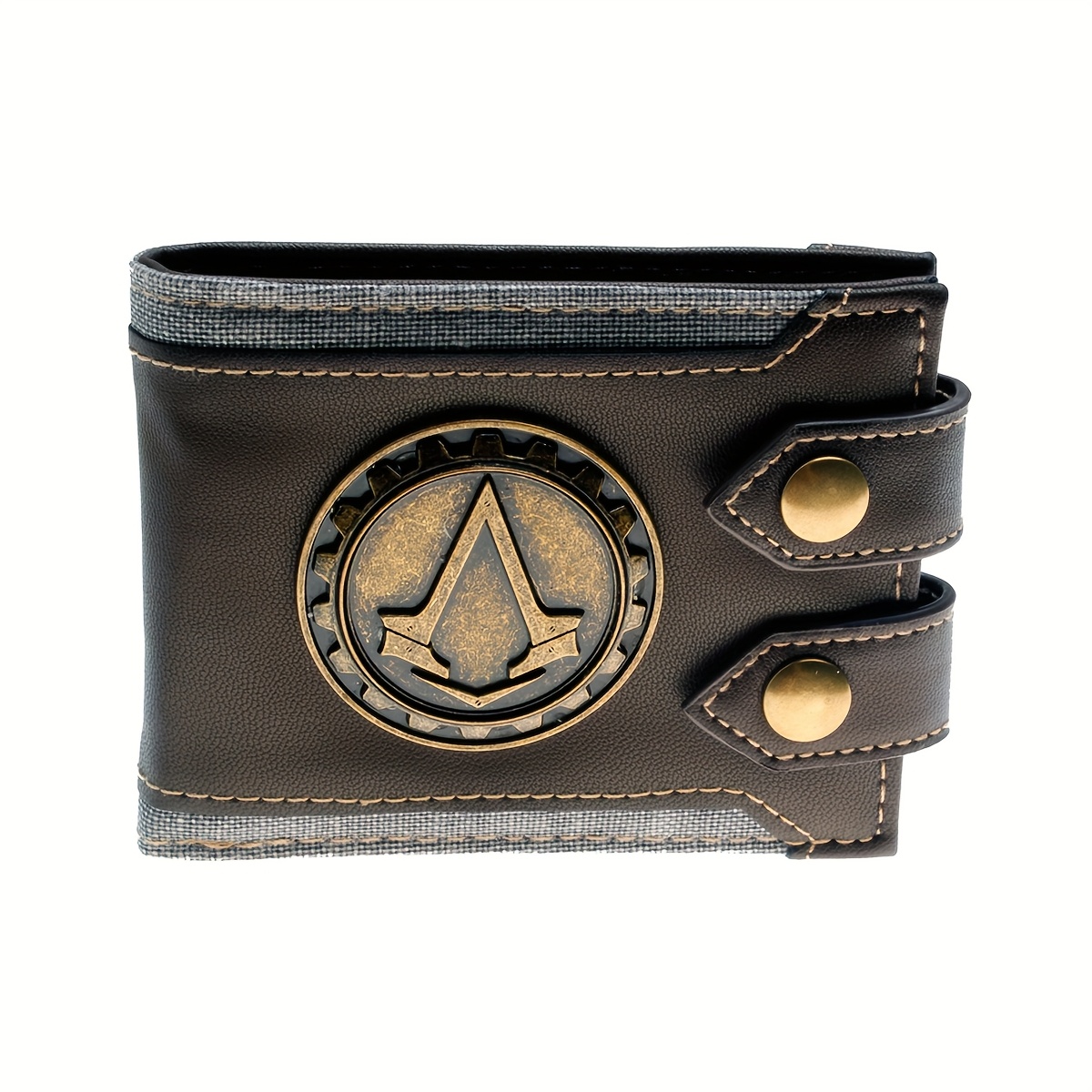 TEMU 1 бр. Мъжки Портфейл в Фанки Стил от Изкуствена Кожа INWEIAI, Дълбоко Кафяв Унисекс Кардхолдер с Подплата от Полиестер, Перфектен за Коледни и