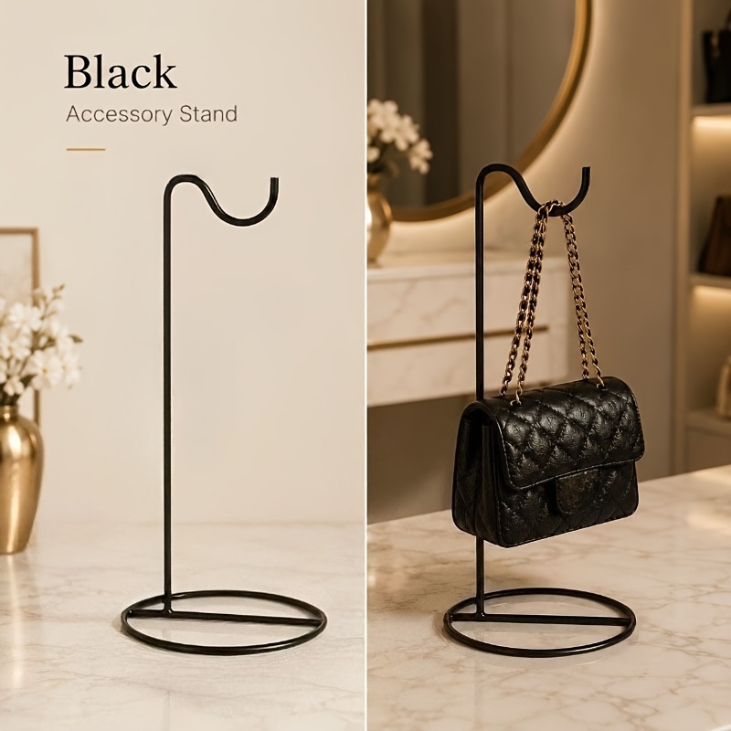 TEMU 2pcs Minimalist Tabletop Hook Organizer Stands For Entryway Bedroom Closet Vanity, Freestanding Metal Display Racks For Handbags Ties Scarves