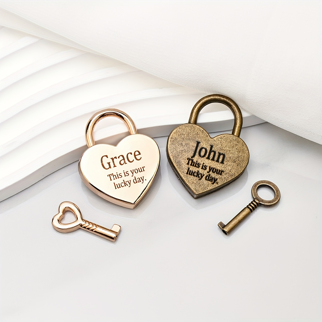Customizable Heart-Shaped Lock with Personalized Text