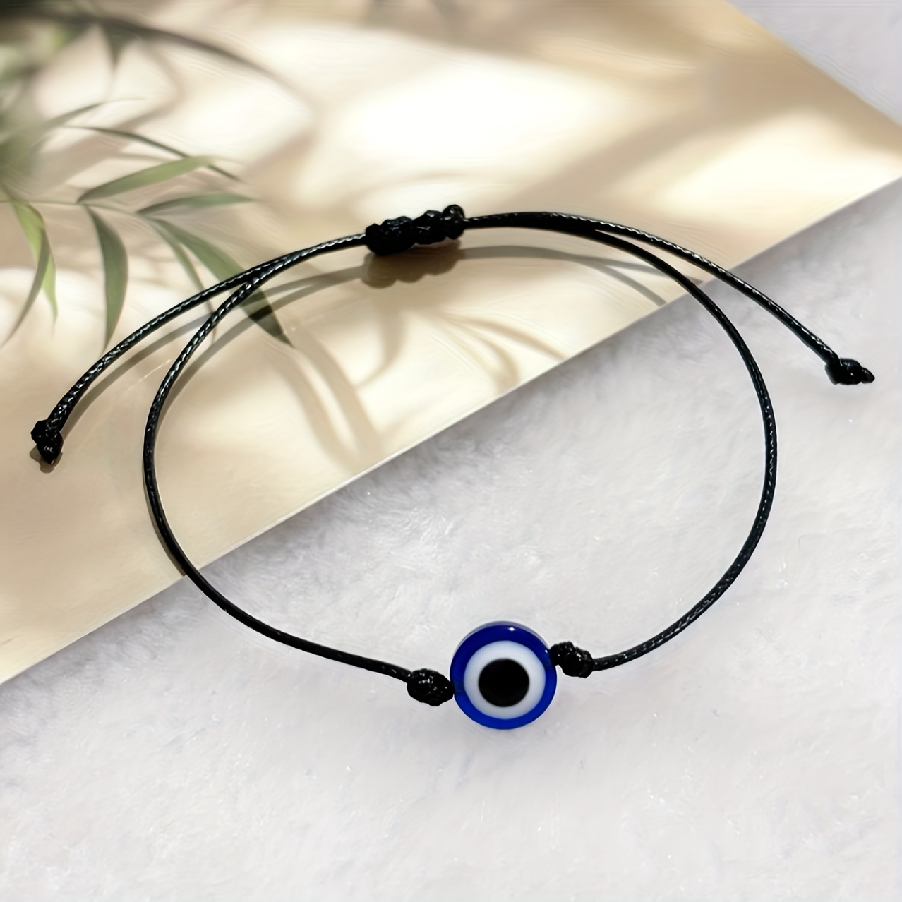 TEMU Bracciale boh矇mien con , Bracciale con transfrontaliero, Bracciale minimalista con cordino di cera Occhio del per , Polsino