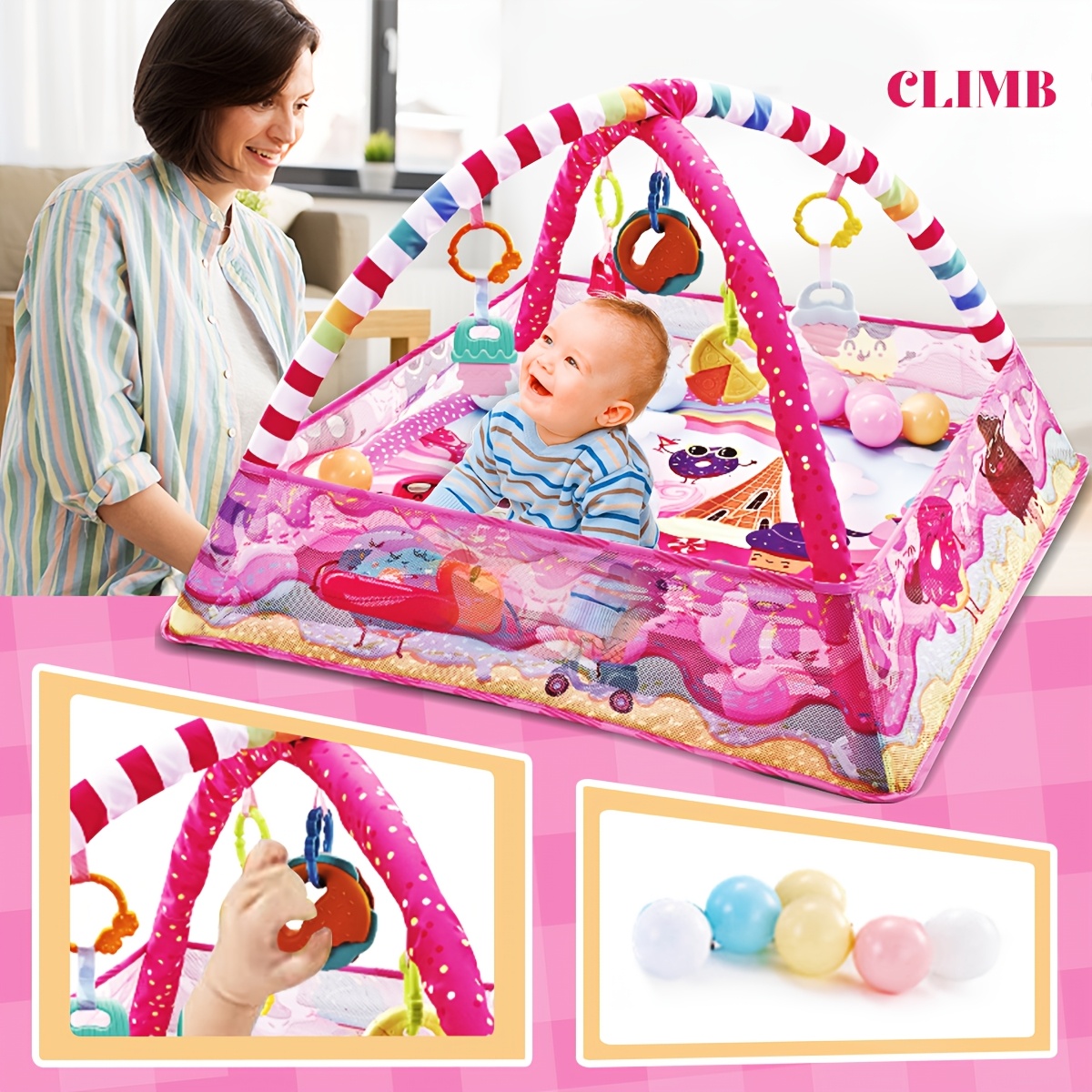 Speelmat, activiteitengym en speelmat voor jongeren, speelmat en activiteiten, speelmat voor jongeren, buikmat speelgoed, kerst, Halloween, Thanksgiving-cadeaus, willekeurige accessoireskleur