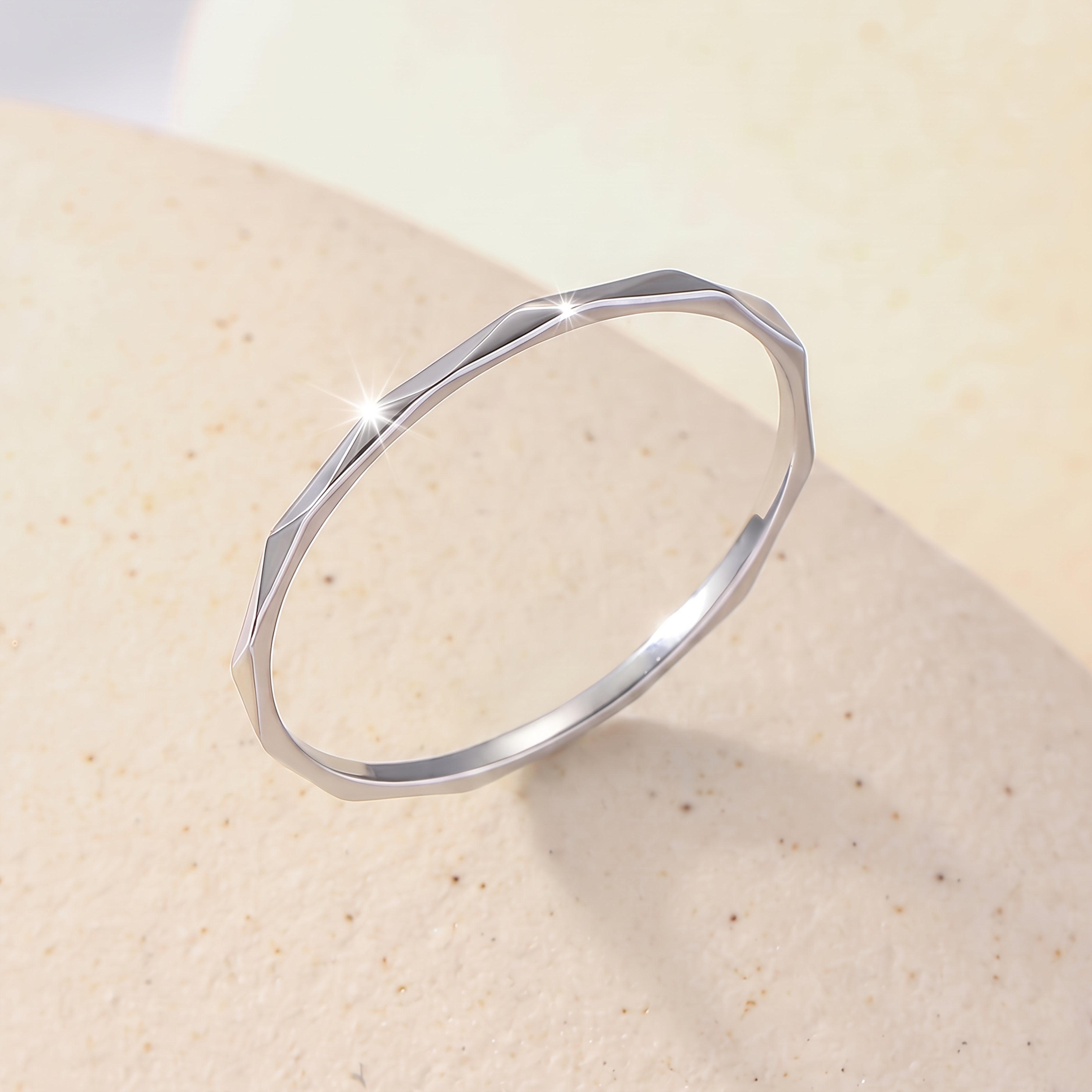 TEMU 1pc Minimalist 14k Golden Plated 304 Stainless Steel Ring, Texture Thin , Suitable For Women And ' Daily Wear Stackable Jewelry