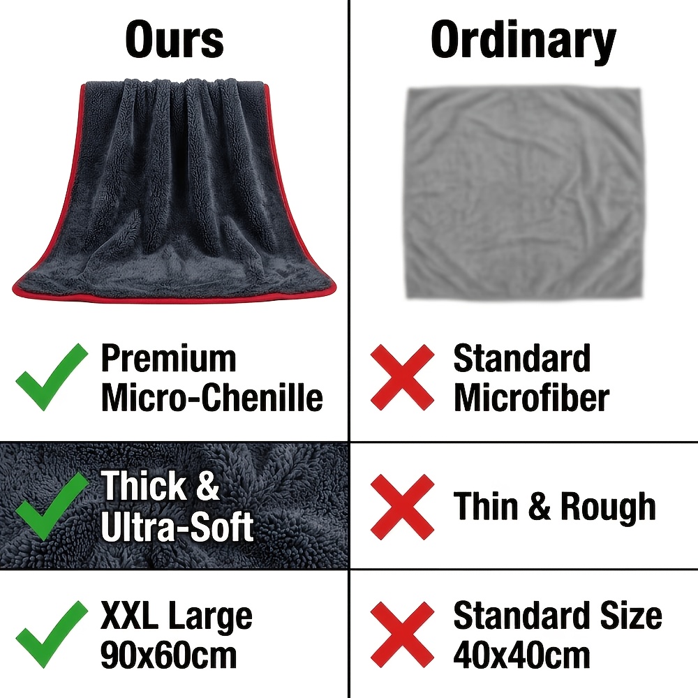 Image of Xxl Extra Large Microfiber Car Drying Towel With Twist Ultra Absorbent, Thickened Technology For Cars, Trucks Boats Red And Gray Detailing Towel, Absorbent Material
