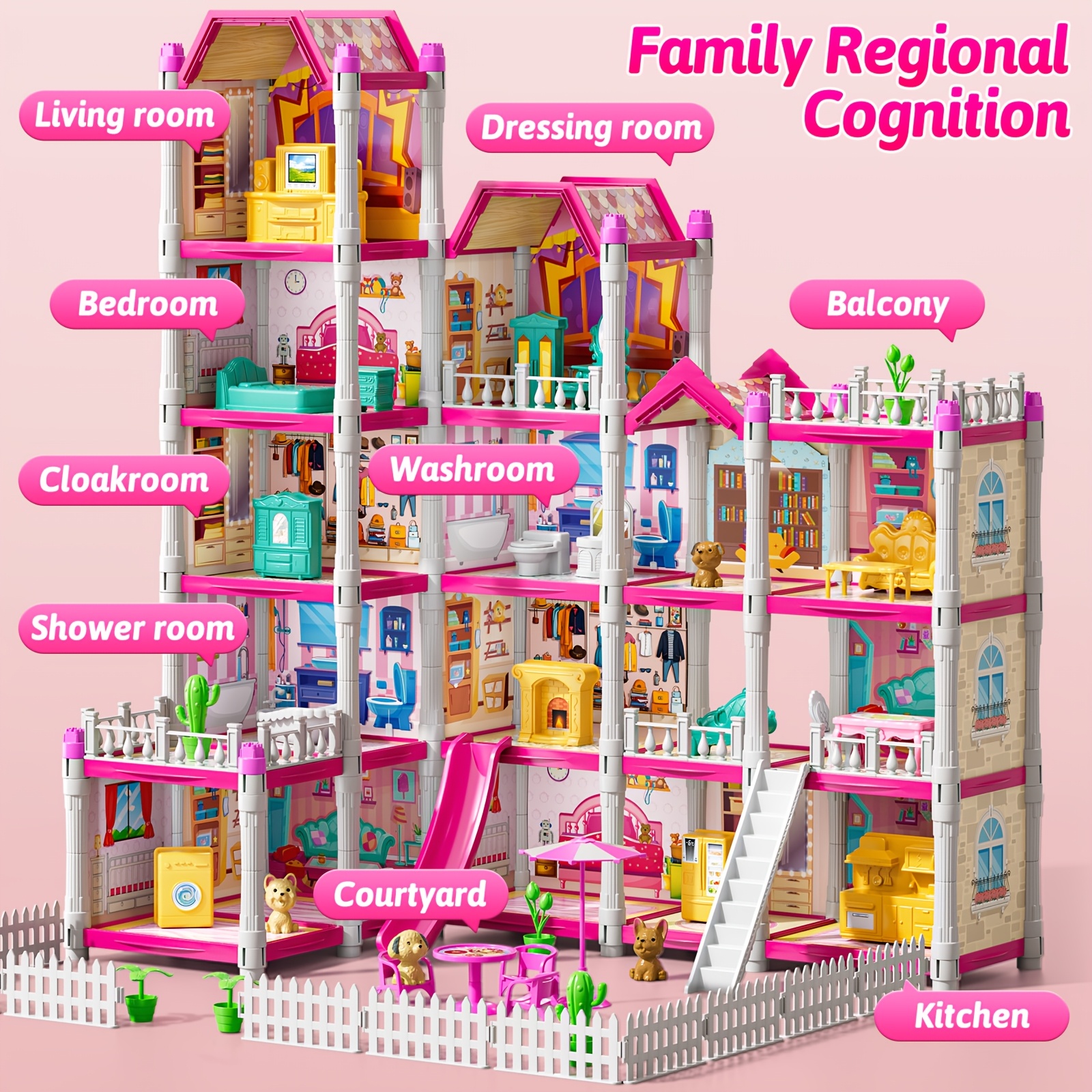 home   room kits with   villa toy pretend building toy with additions ages 3 8 dollhouse for 5 6 7   year old