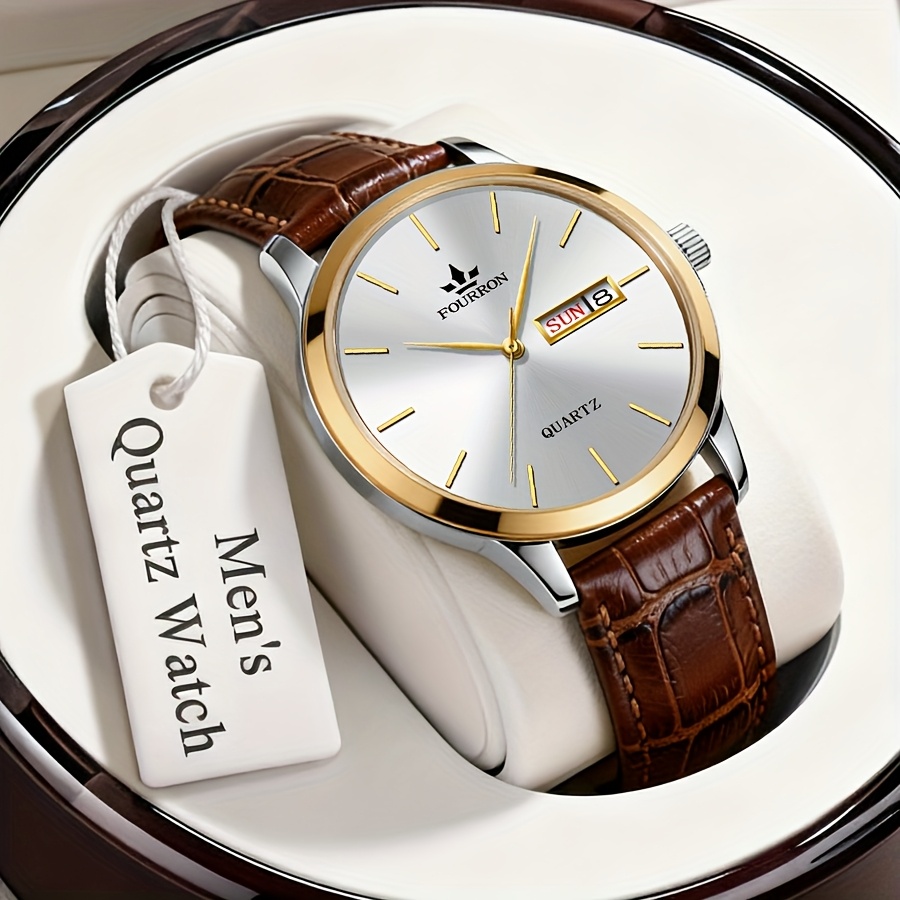 1pc New FOURRON Brand Watch, Multifunctional Quartz Watch, Simple Large Dial, HD High-Transparency Scratch-Resistant Wear-Resistant Lens, Waterproof, Day/Date Calendar, Casual Fashion Women's Watch, Available in Black, Blue, Purple, and More Colors
