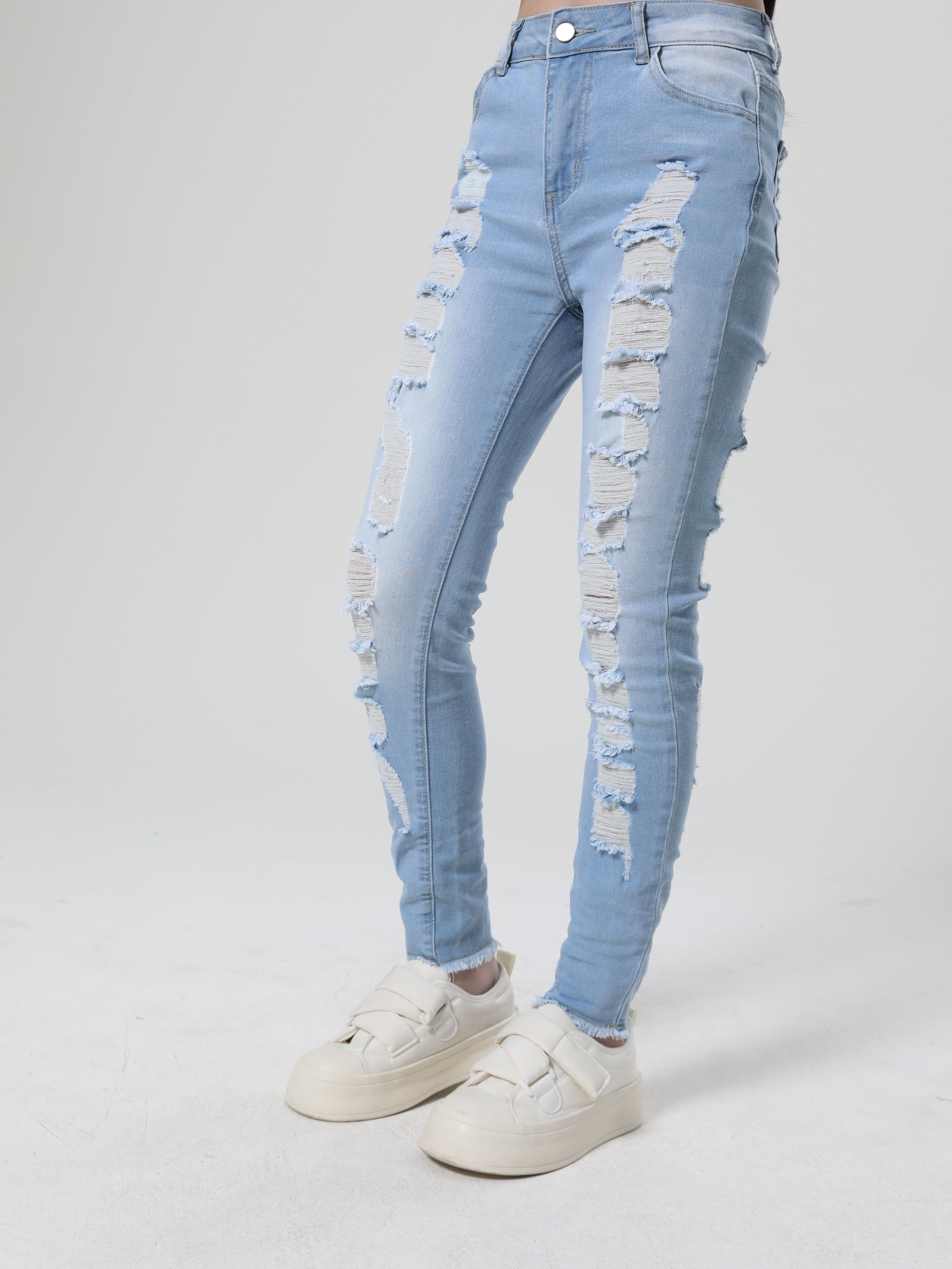light blue distressed skinny jeans stretchy non see leggings