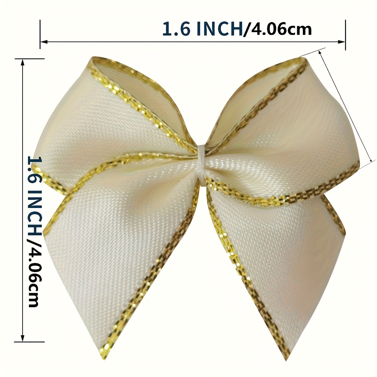 60pcs/pack 1.6inch Ears Bows With White Piping - Red & Gift Wrap Bows, Pre--polyester Bows For Christmas Tree Decorations, Wreaths, Crafts, Party Supplies (no , Elegant Holiday Bow Ties)