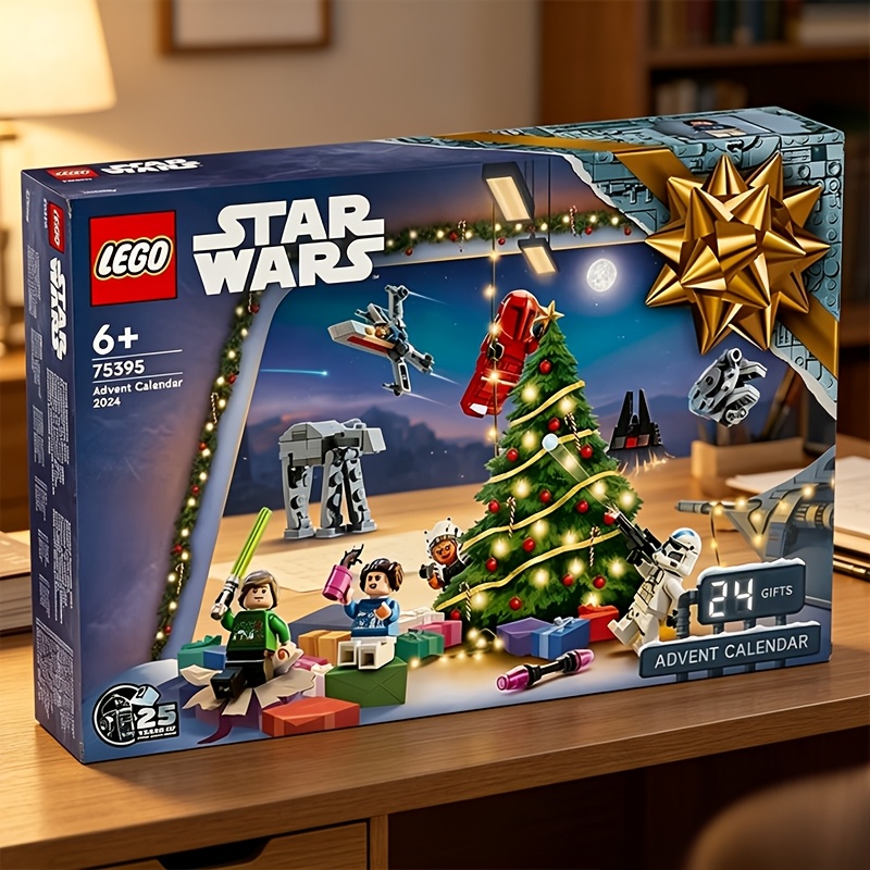 TEMU Version Européenne 75395 Star Calendrier de l'Avent 2024, Blocs de Construction, Cadeau de Noël, Cadeau d'Halloween, Calendrier du Compte à