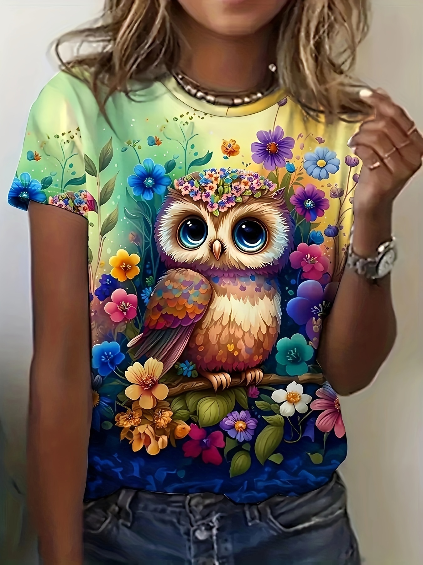 Cute Cartoon Bird Print Shirt Casual Long Sleeve Button - Temu