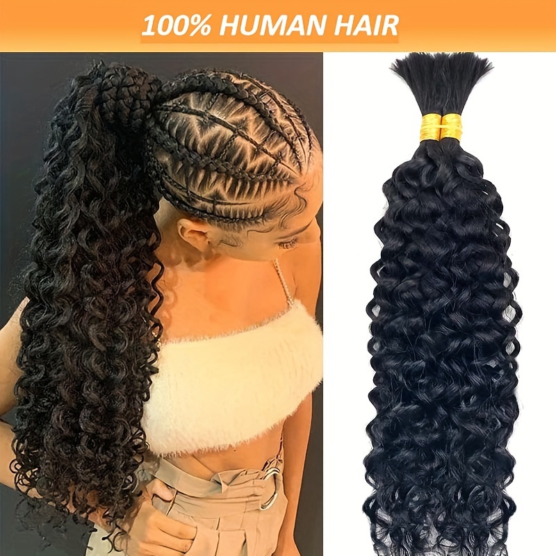 

Deep Wave Bulk Human Hair No Weft Boho Knotless Braids Human Hair 16-26 Inches Remy Human Hair For Braiding 1 Bundles Braids Per Pack Micro Braiding Human Hair Wet And Wave Natural Black Color